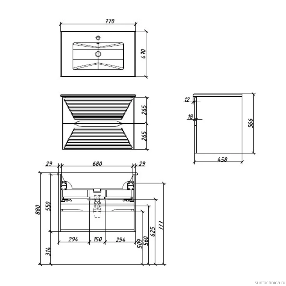 Мебель для ванной комнаты Caprigo Modo Terza 80 подвесная, скайрос