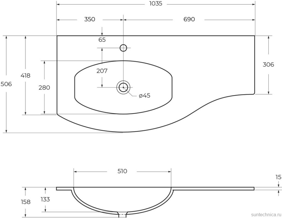Мебельная раковина Cezares Sting 104 L extra light