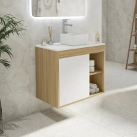 Тумба с раковиной Teymi Nura 70 дуб эврика, матовая белая, раковина Helmi Mini 24