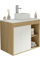 Тумба с раковиной Teymi Nura 70 дуб эврика, матовая белая, раковина Helmi Mini 24