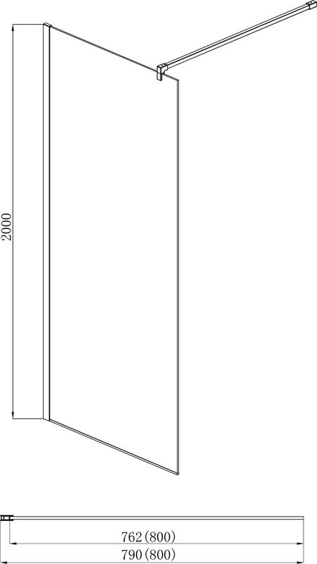 Душевая перегородка AQUATEK AQ WIW 08020BL 80x200 см, черный матовый профиль