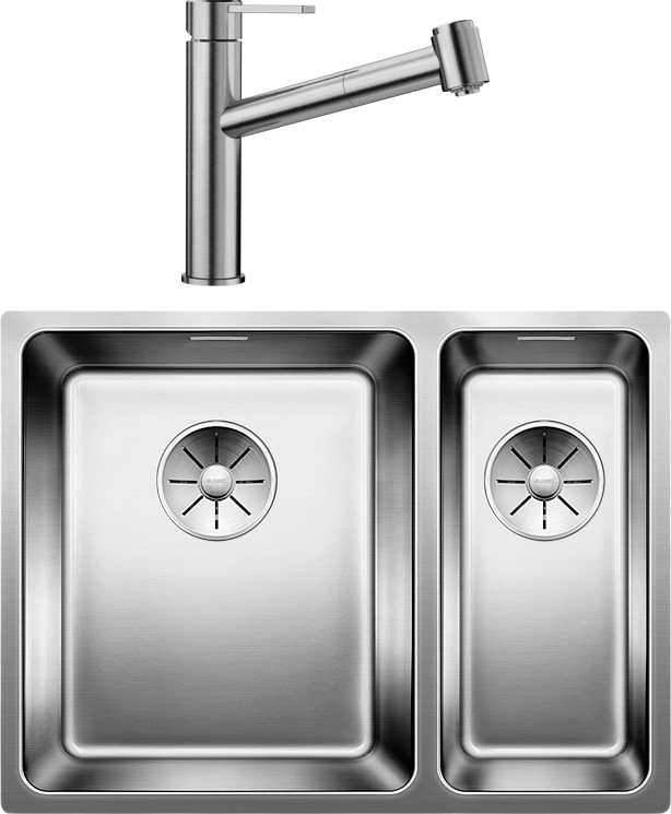 Комплект Мойка Blanco Andano 340/180-U L + Смеситель Ambis-S 523119