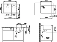 Комплект Мойка Blanco Andano 340/180-U L + Смеситель Ambis-S 523119