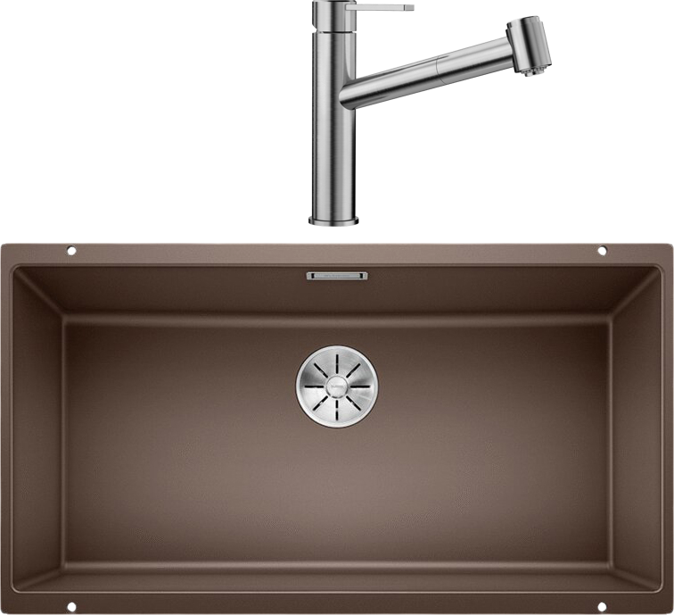 Комплект Мойка Blanco Subline 800-U кофе + Смеситель Ambis-S 523119