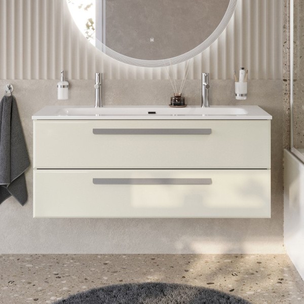 Тумба с раковиной Cezares Eco Cer-N 120 брашированная альпака, раковина Eco 120-1-2, ручки серые