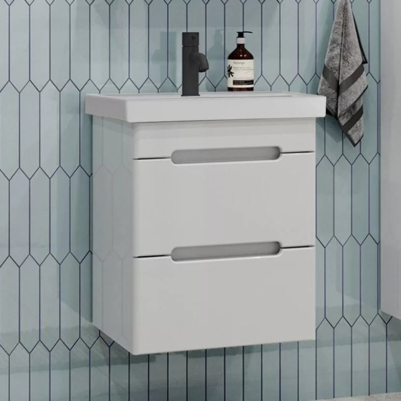 Тумба с раковиной SanStar Адель 50 подвесная, раковина Kirovit Фостер 50