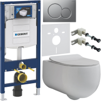 Комплект Унитаз подвесной Kerasan Flo + Крышка slim 319101 с микролифтом + Инсталляция Geberit Duofix UP 320 111.300.00.5 + Кнопка Sigma 01 115.770.JQ.5 лакированная, матовый хром + Крепления 111.815.00.1 к стене + Звукоизоляция