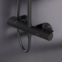 Душевая стойка AM.PM X-Joy F0785A422 черный матовый, с термостатом