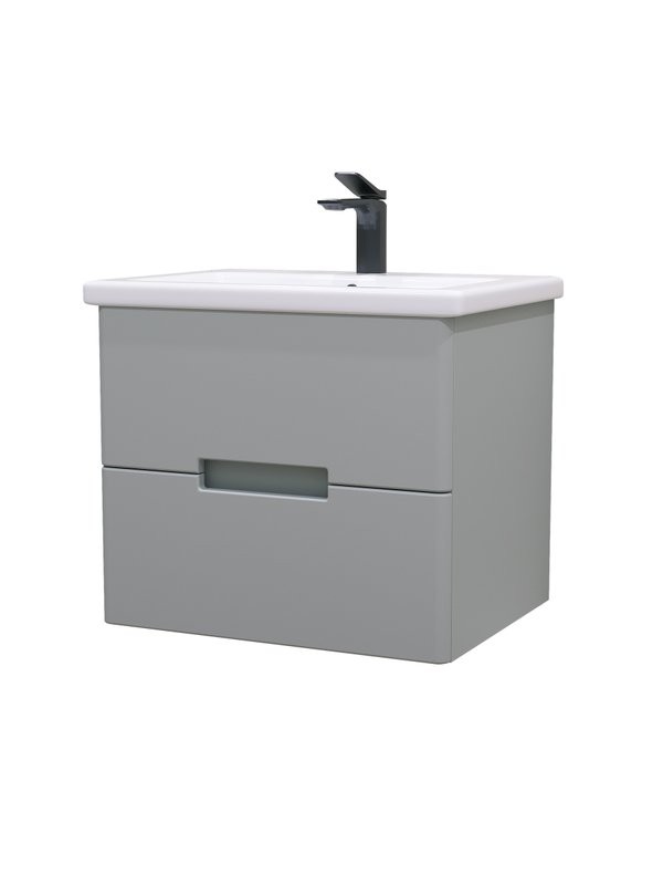 Тумба с раковиной SanStar Ориана 50 подвесная, серая, раковина Cersanit Como 50