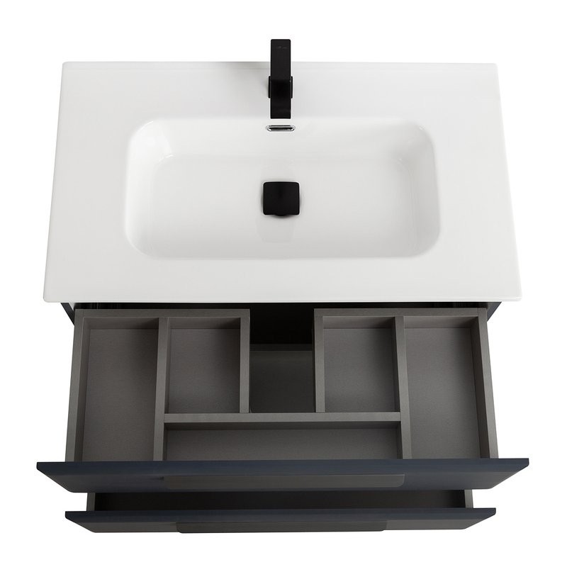 Тумба с раковиной Cezares Eco Cer-N 80 grafito, раковина Duet 80, ручки серые