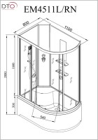 Душевая кабина DTO D EM4511RN профиль хром, стекло матовое с узором