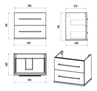 Тумба под раковину без столешницы Misty Модерн 60 подвесная, матовая белая