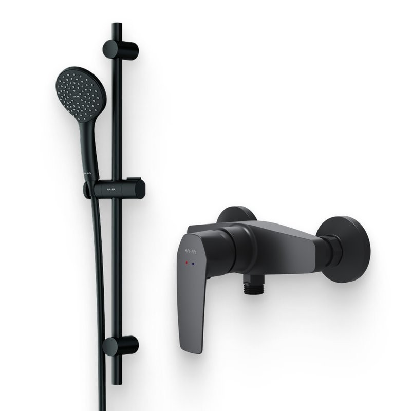 Душевой комплект Смеситель для душа AM.PM Gem F90A20022 черный + Гарнитур F0190022 черный
