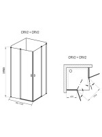 Душевой уголок Ravak Chrome CRV2-120+CRV2-120 профиль блестящий, стекло прозрачное Transparent