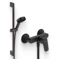Душевой комплект Смеситель для душа Hansgrohe Logis 71600670, черный матовый + Гарнитур Pulsify Relaxation 105 3jet 24160670, матовый черный
