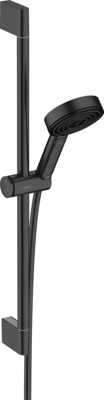 Душевой комплект Смеситель для душа Hansgrohe Logis 71600670, черный матовый + Гарнитур Pulsify Relaxation 105 3jet 24160670, матовый черный
