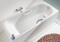 Стальная ванна Kaldewei Advantage Saniform Plus Star 336 170x75 см, пристенная, на ножках, с ручками, с самоочищающимся покрытием