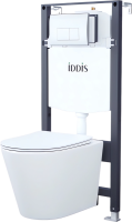 Комплект IDDIS BASC010i73 Унитаз подвесной, с микролифтом + Система инсталляции + Кнопка смыва глянцевый хром