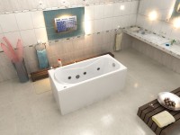 Акриловая ванна Bas Верона 150x70 см, пристенная, с гидромассажем, белая, с каркасом