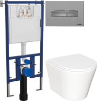 Комплект Унитаз подвесной Ceramicanova Forma CN3011 с микролифтом + Инсталляция DIWO + Кнопка 7321 хром матовый