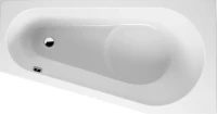 Акриловая ванна Riho Delta L 160x80 см, угловая, левая, пристенная, белая, пятиугольная, с каркасом, со сливом-переливом