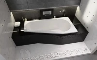 Акриловая ванна Riho Delta L 160x80 см, угловая, левая, пристенная, белая, пятиугольная, с каркасом, со сливом-переливом