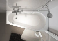 Акриловая ванна Riho Delta L 160x80 см, угловая, левая, пристенная, белая, пятиугольная, с каркасом, со сливом-переливом