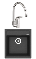 Комплект Мойка Florentina Липси 460 черная + Смеситель Grohe Euroeco