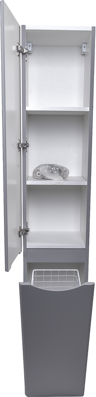Шкаф пенал для ванной Style Line Бергамо Люкс Plus 30 L с бельевой корзиной, антискрейтч серый