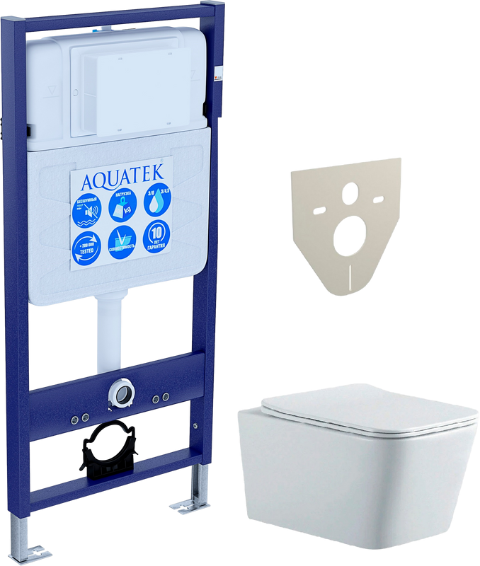 Комплект Унитаз подвесной AQUATEK Либра New AQ0530N-00 безободковый, с микролифтом + Инсталляция Standard INS-0000012