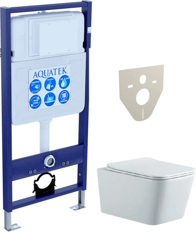 Комплект Унитаз подвесной AQUATEK Либра New AQ0530N-00 безободковый, с микролифтом + Инсталляция Standard INS-0000012