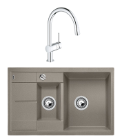Комплект Мойка Blanco Metra 6 S Compact серый беж + Смеситель Grohe Minta 3291800E хром