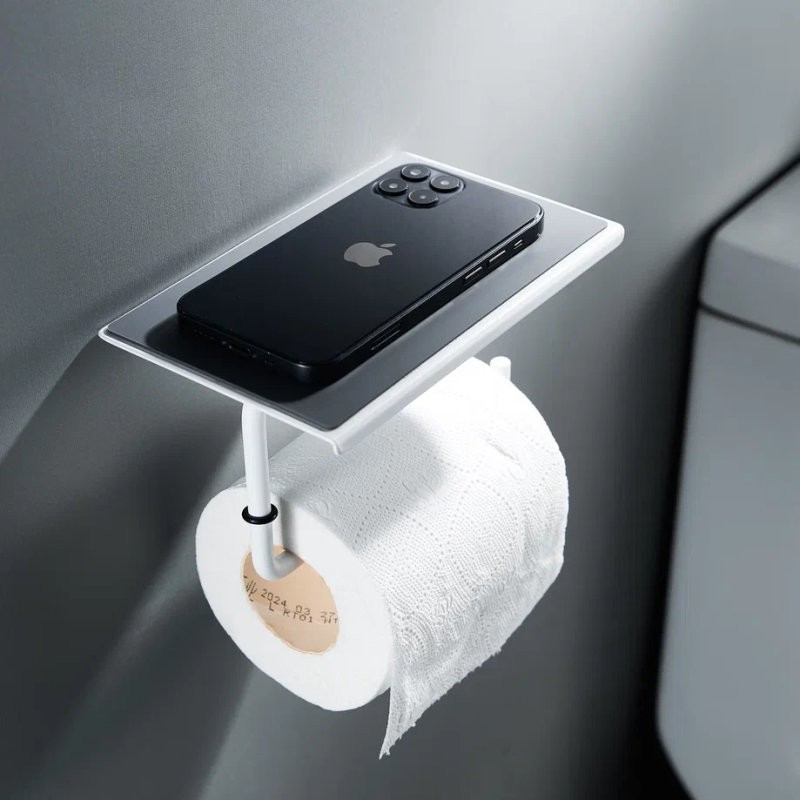 Держатель для туалетной бумаги с полочкой Shevanik SZ15C, белый