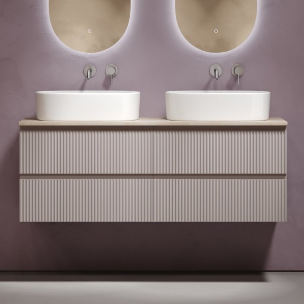 Тумба с раковиной Sancos Snob R 140 doha soft, столешница бежевая TT140A2, раковина CN6075