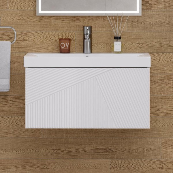 Тумба с раковиной Velvex Edge 70.1Y подвесная, белая