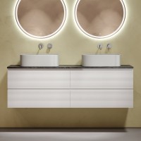 Тумба с раковиной Sancos Folk 160 bianco, столешница черный мрамор TT160A1, раковина CN6052MSG