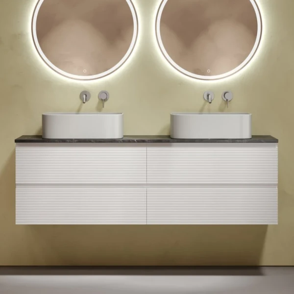 Тумба с раковиной Sancos Folk 160 bianco, столешница черный мрамор TT160A1, раковина CN6052MSG