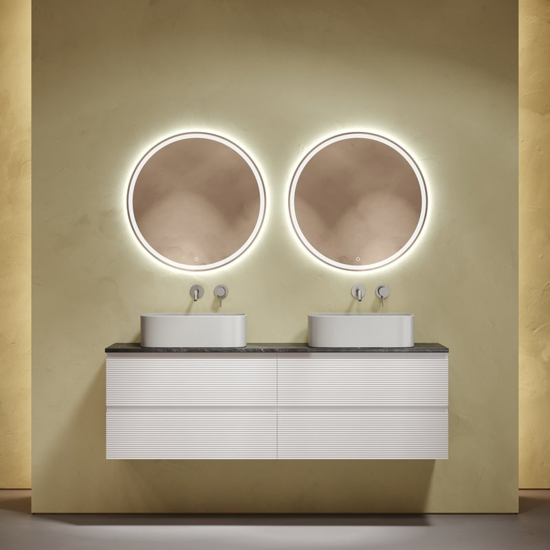 Тумба с раковиной Sancos Folk 160 bianco, столешница черный мрамор TT160A1, раковина CN6052MSG
