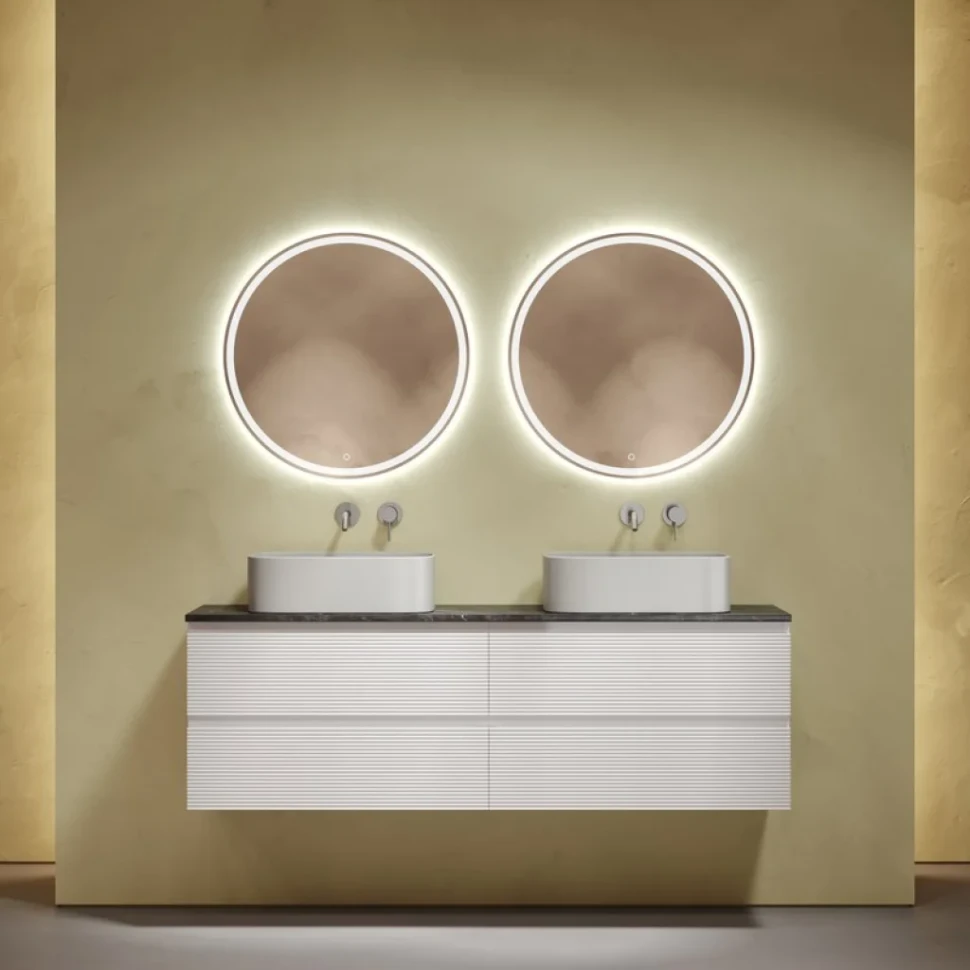 Тумба с раковиной Sancos Folk 160 bianco, столешница черный мрамор TT160A1, раковина CN6052MSG