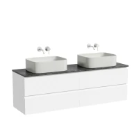 Тумба с раковиной Sancos Folk 160 bianco, столешница черный мрамор TT160A1, раковина CN6052MSG