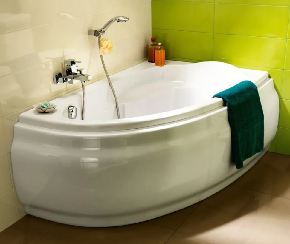 Акриловая ванна Cersanit Joanna R 160x95 см, угловая, правая, встраиваемая, ультрабелая, асимметричная, на ножках