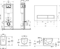 Комплект Унитаз подвесной безободковый One Rimless 3302103R + Быстросъемное сиденье микролифт 33290200 + Система инсталляции для унитазов Relfix 38010010 + Кнопка смыва Relfix 3805005R красная