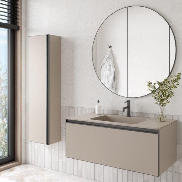 Мебель для ванной комнаты Armadi Art Quatro 1 100 daphne, профиль anthracite, с раковиной daphne