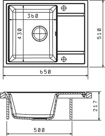 Комплект Мойка Florentina Липси 650 антрацит + Измельчитель KUCHENSTERN Muhle