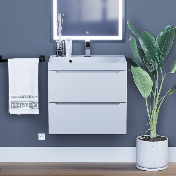 Тумба с раковиной Uperwood Tanos 60 подвесная, белая матовая