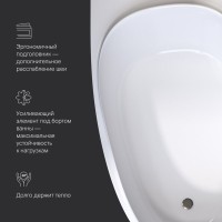 Акриловая ванна AM.PM Like L 170x110 см, угловая, левая, пристенная, белая, асимметричная