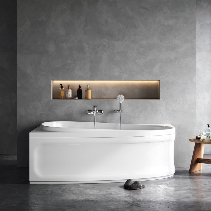 Акриловая ванна AM.PM Like L 170x110 см, угловая, левая, пристенная, белая, асимметричная