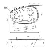 Акриловая ванна AM.PM Like L 170x110 см, угловая, левая, пристенная, белая, асимметричная
