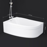 Акриловая ванна AM.PM Like L 170x110 см, угловая, левая, пристенная, белая, асимметричная