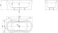Акриловая ванна BelBagno BB407-1700-800 170x80 см, отдельностоящая, белая, овальная, на ножках, со сливом-переливом